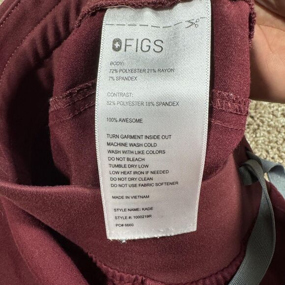 FIGS Technical Collection Scrub Pants Womens XXS Red Kade Cargo Drawstring - Picture 4 of 9